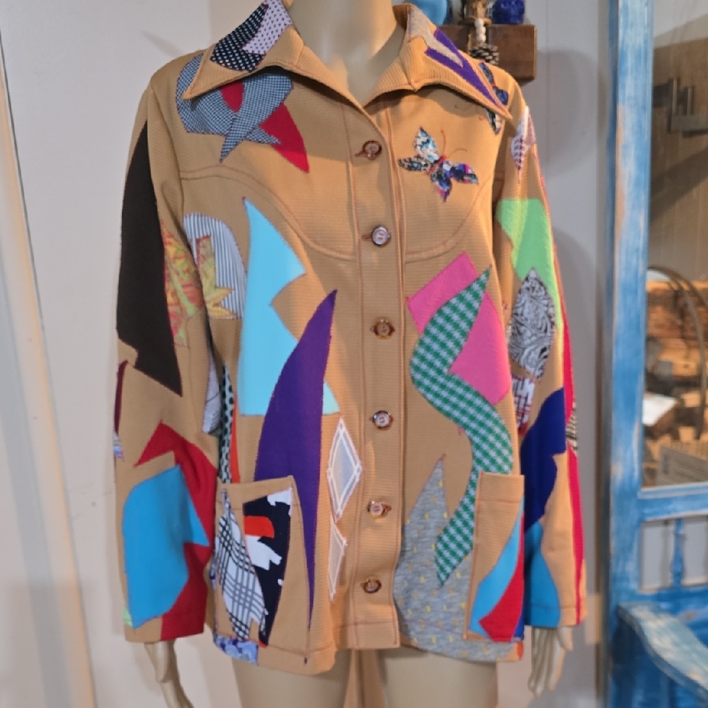 Colorful, Vintage, Hand-stiched Patchwork Women's Jacket